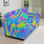 Turquoise Holographic Trippy Print Sofa Cover