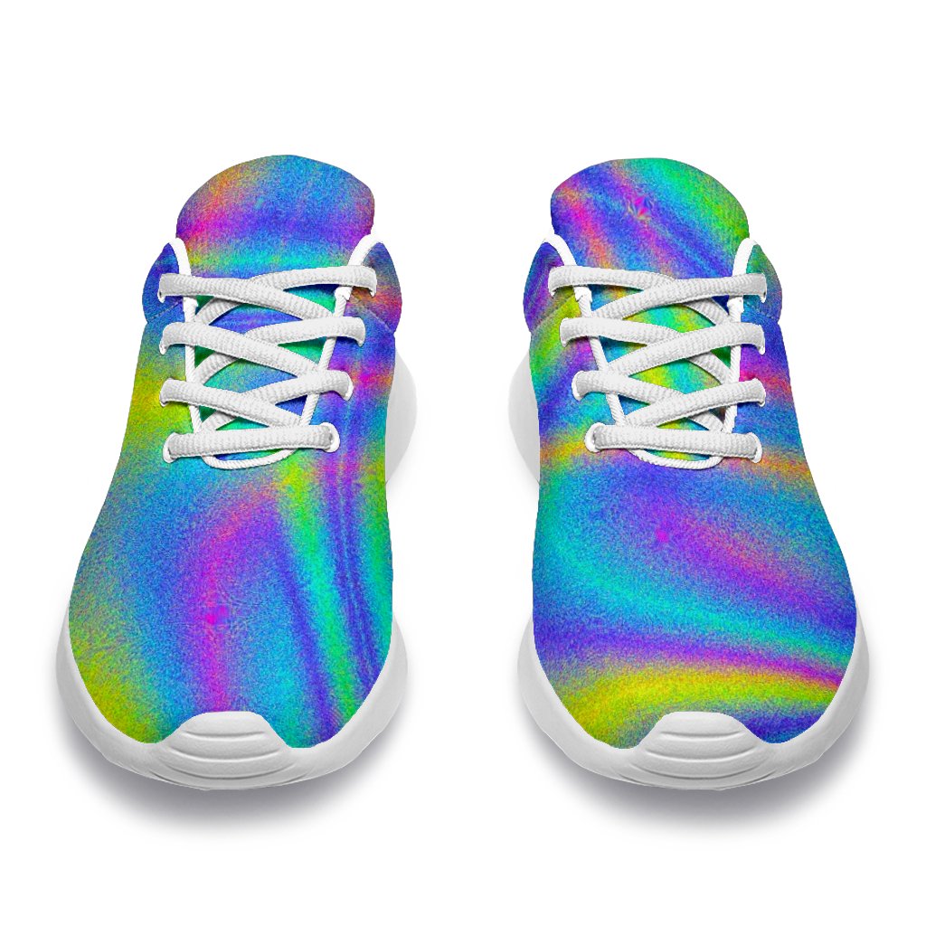 Turquoise Holographic Trippy Print Sport Shoes GearFrost