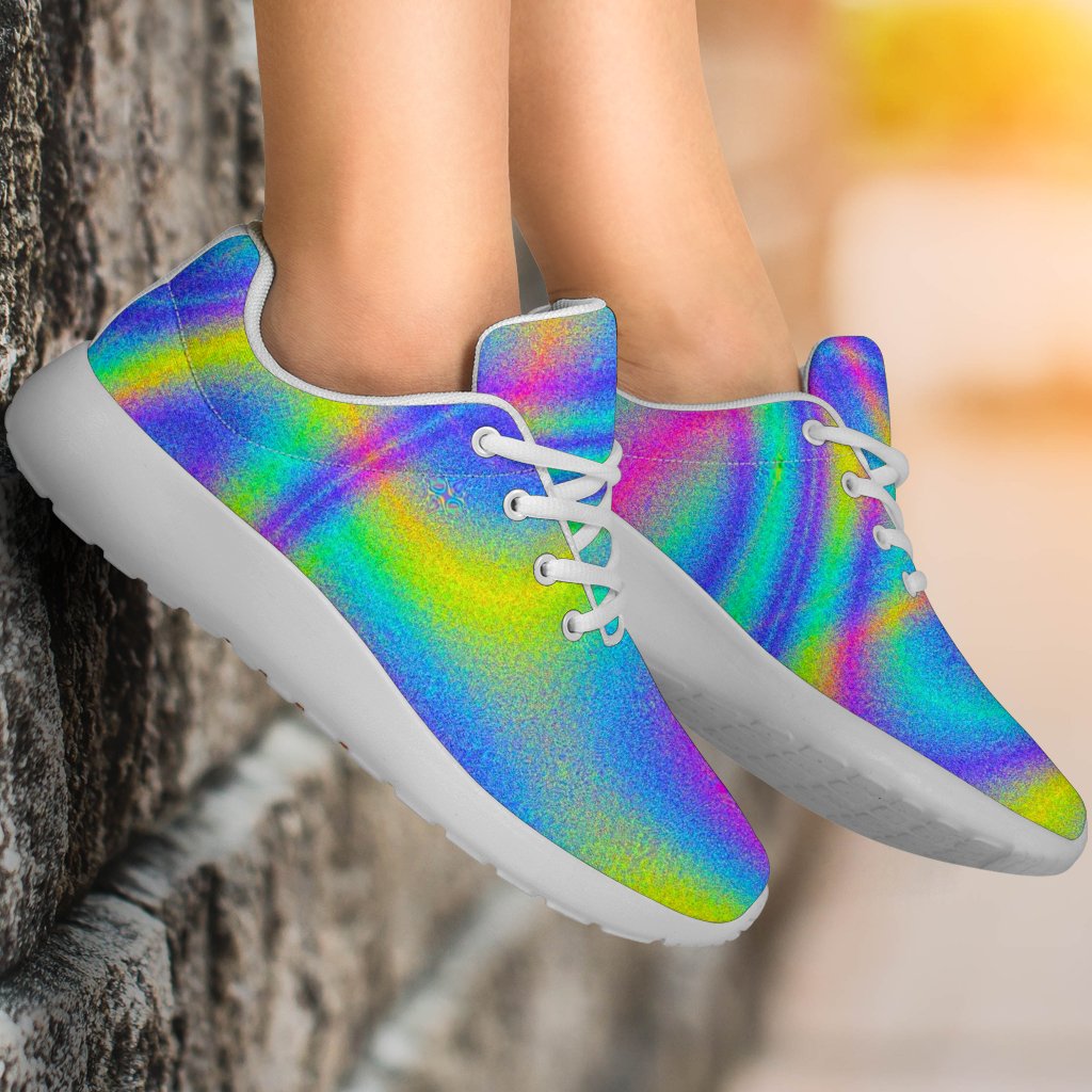 Turquoise Holographic Trippy Print Sport Shoes GearFrost