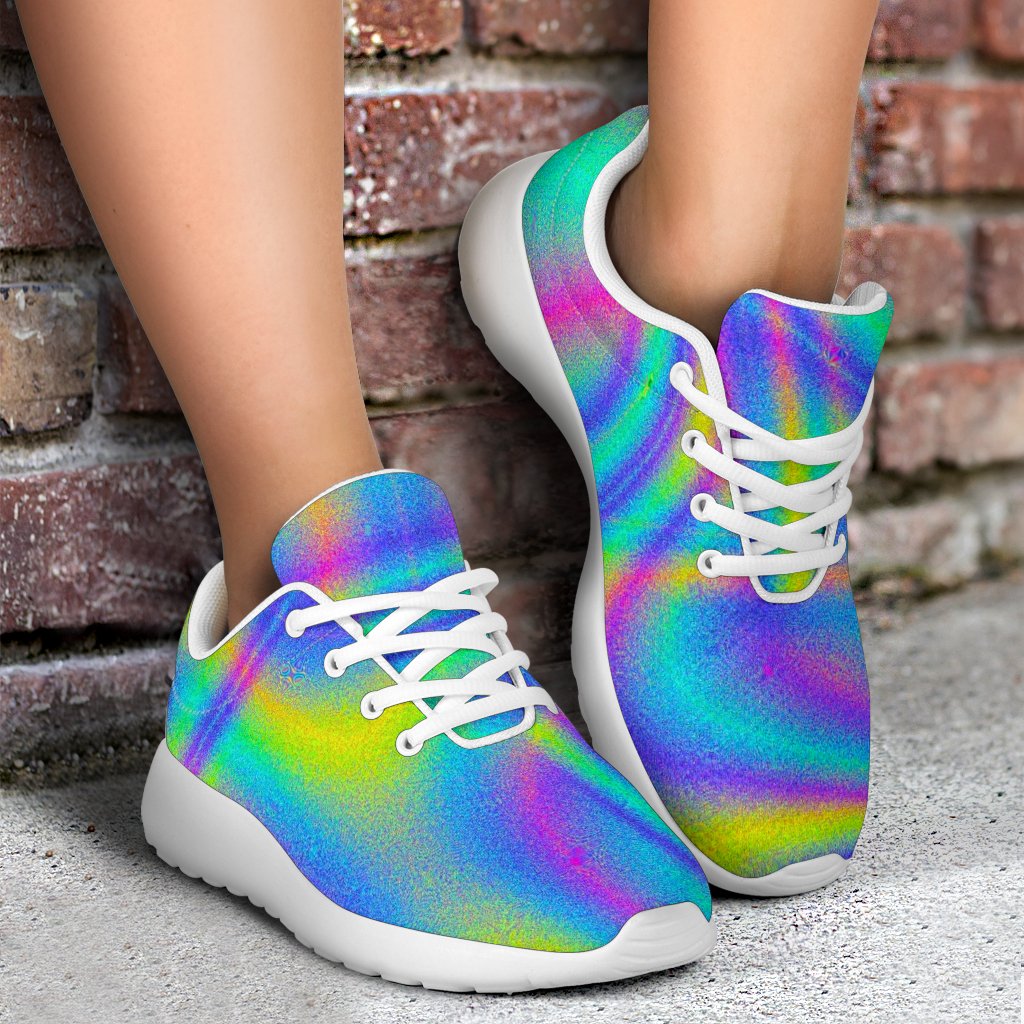 Turquoise Holographic Trippy Print Sport Shoes GearFrost