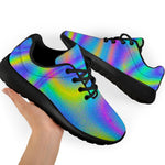 Turquoise Holographic Trippy Print Sport Shoes GearFrost