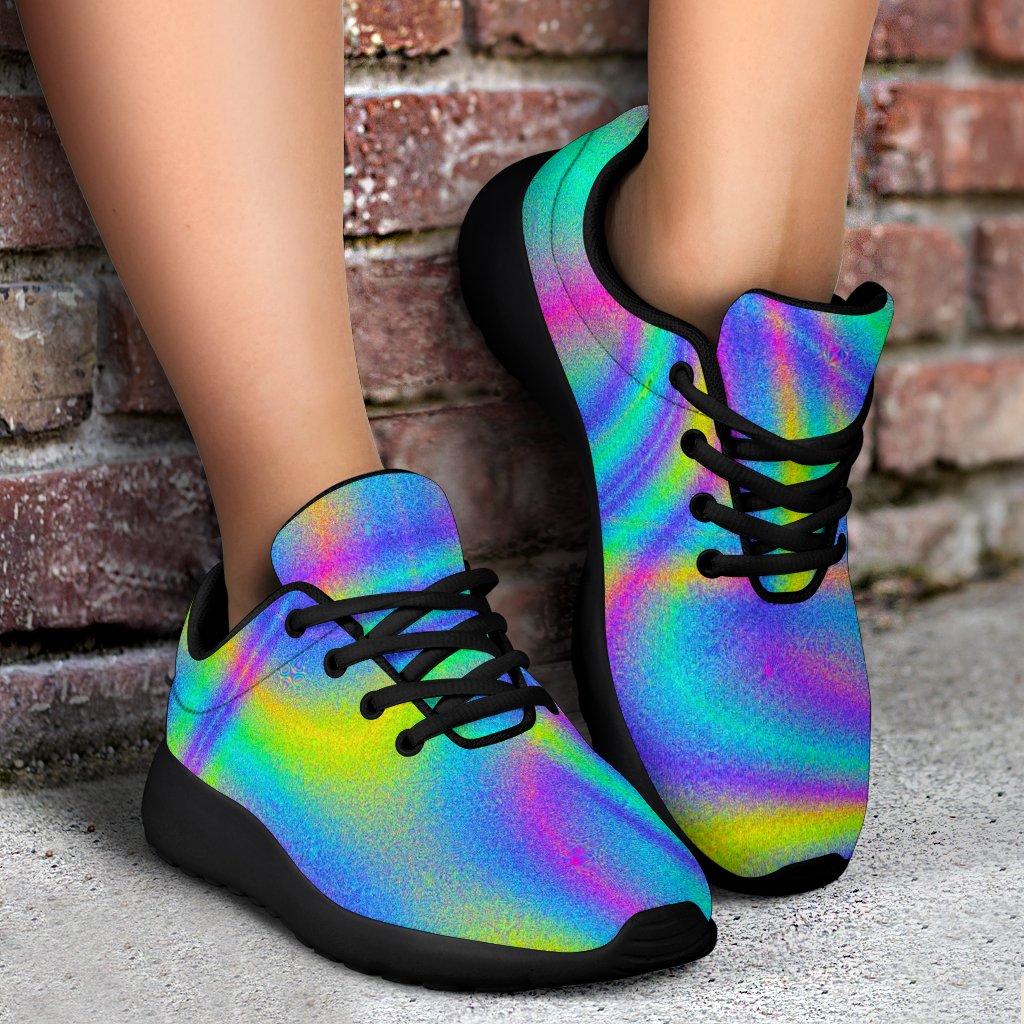 Turquoise Holographic Trippy Print Sport Shoes GearFrost