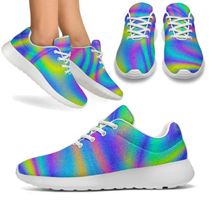 Turquoise Holographic Trippy Print Sport Shoes GearFrost