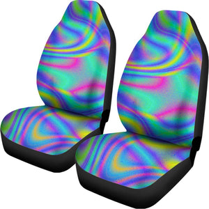 Turquoise Holographic Trippy Print Universal Fit Car Seat Covers
