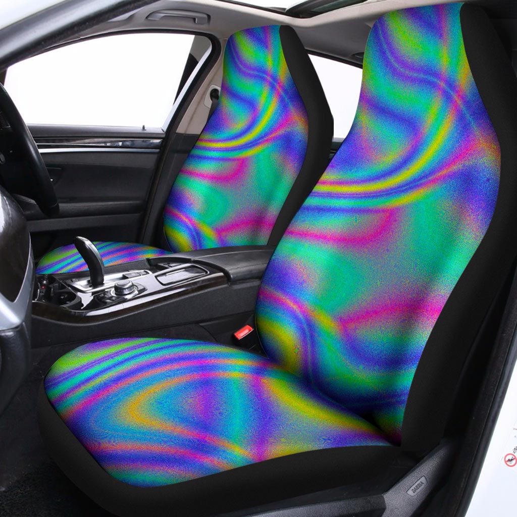 Turquoise Holographic Trippy Print Universal Fit Car Seat Covers