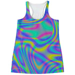 Turquoise Holographic Trippy Print Women's Racerback Tank Top