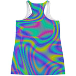 Turquoise Holographic Trippy Print Women's Racerback Tank Top
