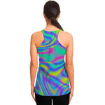Turquoise Holographic Trippy Print Women's Racerback Tank Top