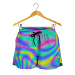 Turquoise Holographic Trippy Print Women's Shorts