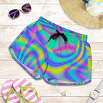 Turquoise Holographic Trippy Print Women's Shorts