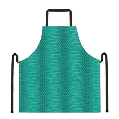 Turquoise Knitted Pattern Print Apron