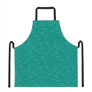 Turquoise Knitted Pattern Print Apron