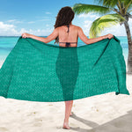 Turquoise Knitted Pattern Print Beach Sarong Wrap