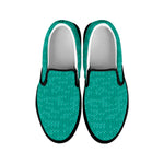 Turquoise Knitted Pattern Print Black Slip On Shoes