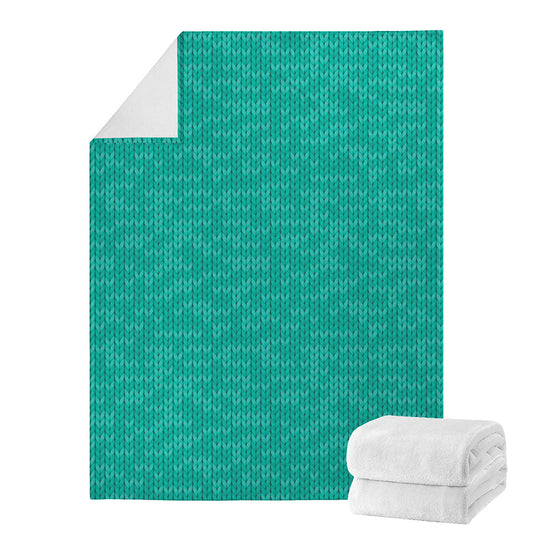 Turquoise Knitted Pattern Print Blanket