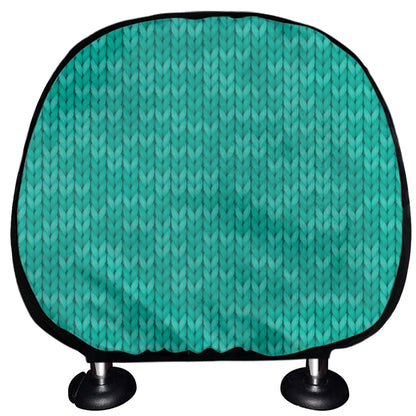 Turquoise Knitted Pattern Print Car Headrest Covers