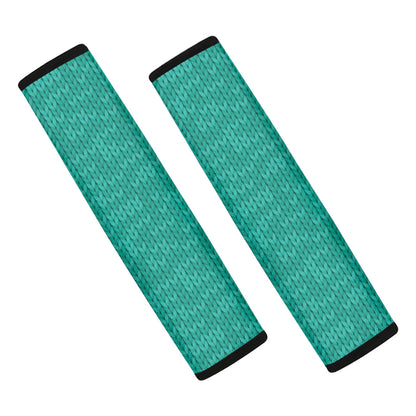 Turquoise Knitted Pattern Print Car Seat Belt Covers