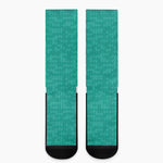 Turquoise Knitted Pattern Print Crew Socks