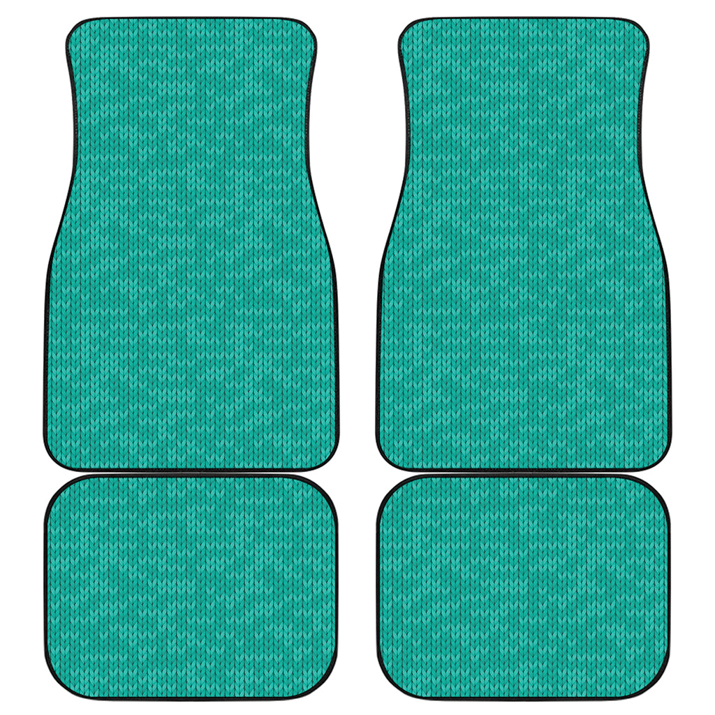 Turquoise Knitted Pattern Print Front and Back Car Floor Mats