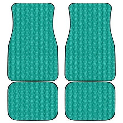 Turquoise Knitted Pattern Print Front and Back Car Floor Mats