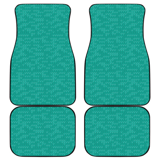 Turquoise Knitted Pattern Print Front and Back Car Floor Mats