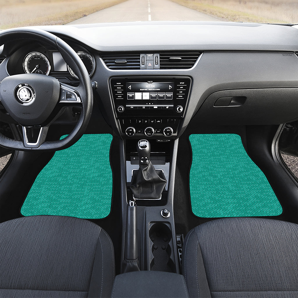 Turquoise Knitted Pattern Print Front and Back Car Floor Mats