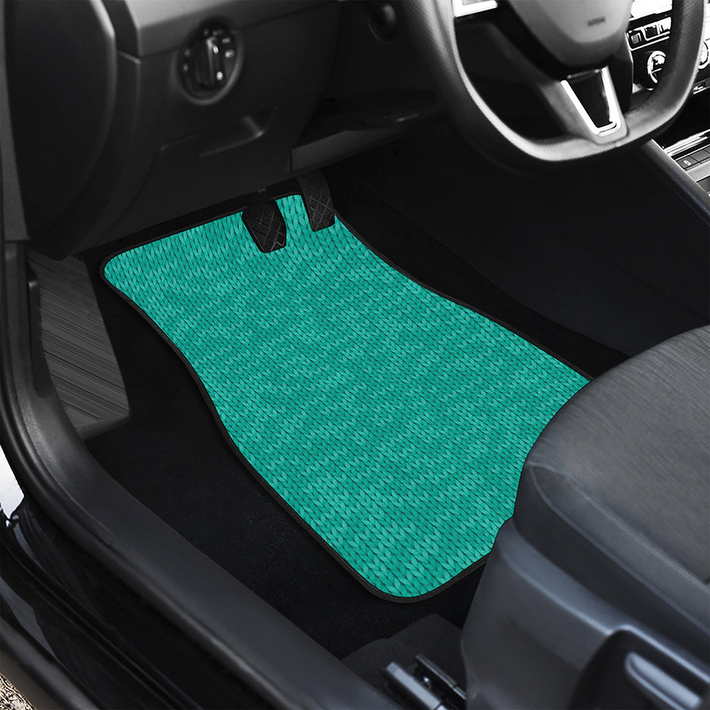 Turquoise Knitted Pattern Print Front and Back Car Floor Mats