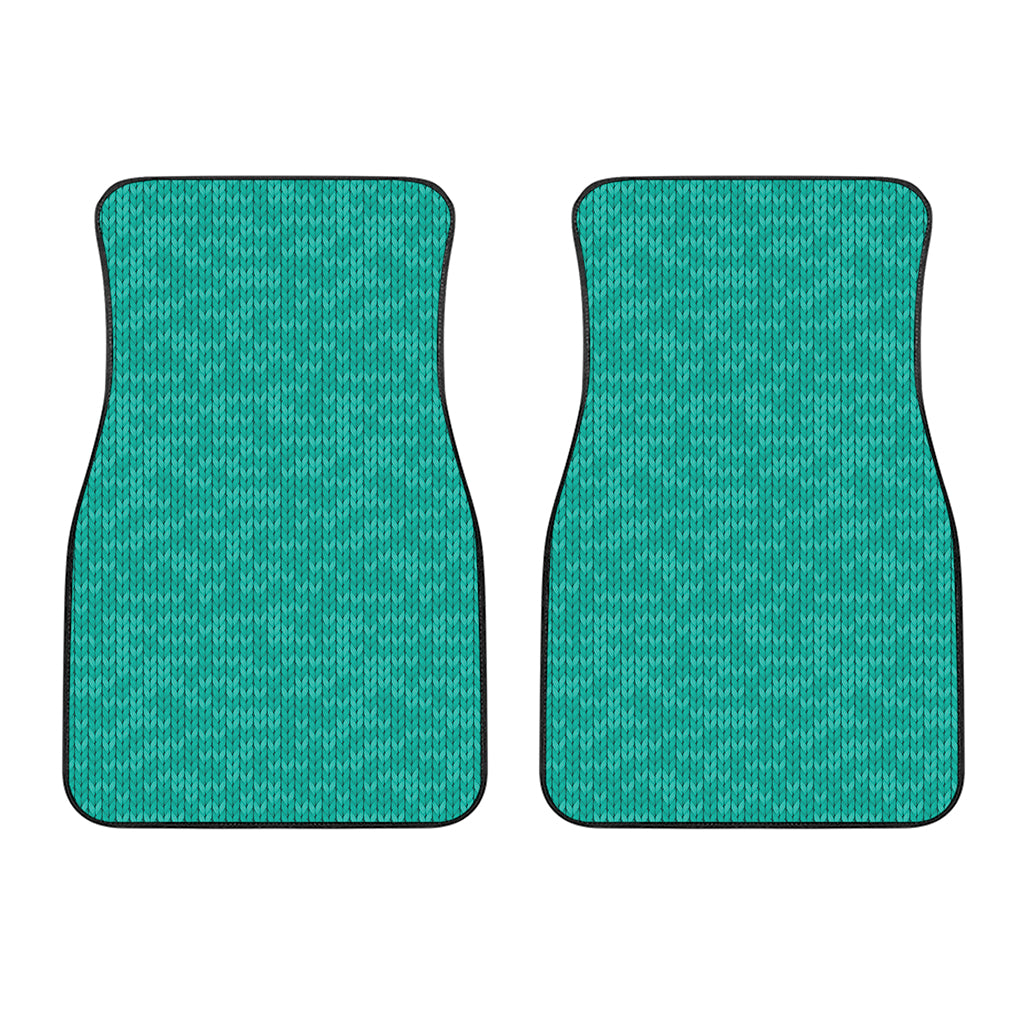Turquoise Knitted Pattern Print Front Car Floor Mats