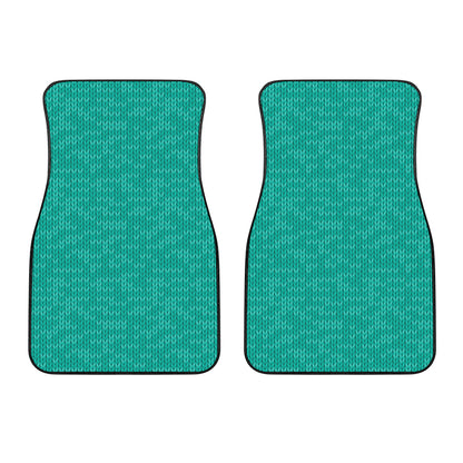 Turquoise Knitted Pattern Print Front Car Floor Mats