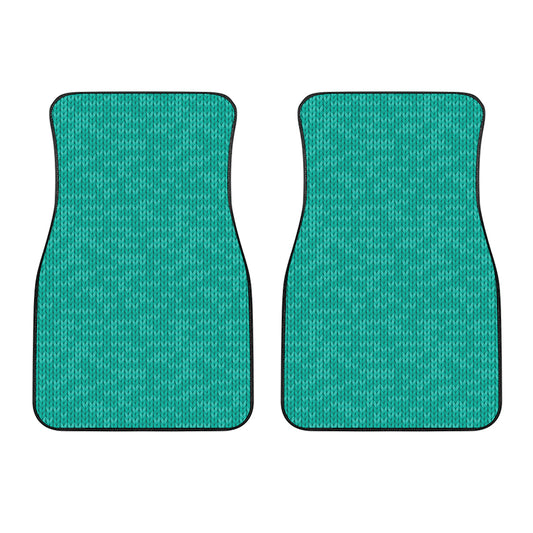 Turquoise Knitted Pattern Print Front Car Floor Mats