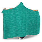 Turquoise Knitted Pattern Print Hooded Blanket