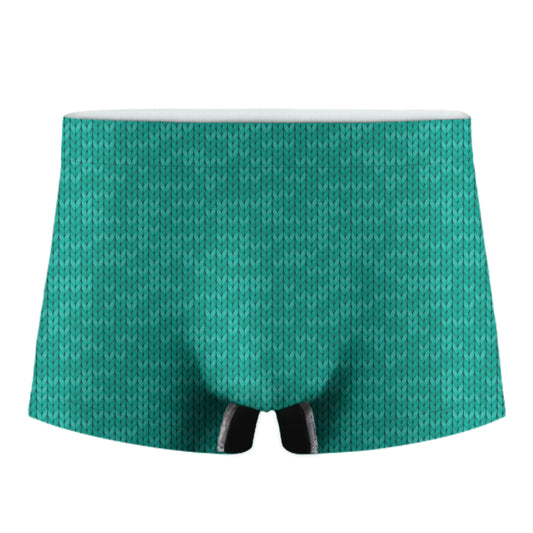 Turquoise Knitted Pattern Print Men's Boxer Briefs