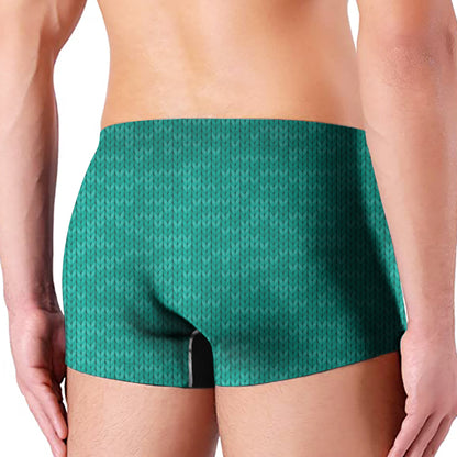 Turquoise Knitted Pattern Print Men's Boxer Briefs