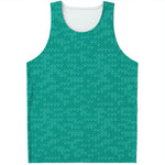 Turquoise Knitted Pattern Print Men's Tank Top