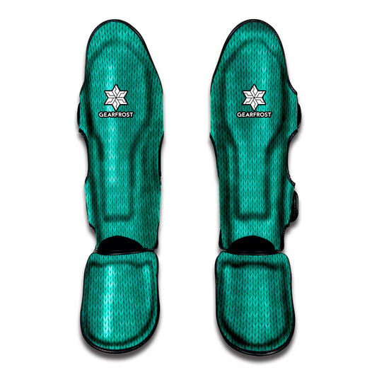 Turquoise Knitted Pattern Print Muay Thai Shin Guard