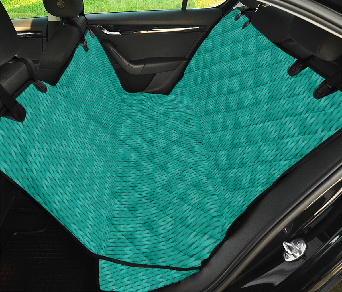 Turquoise Knitted Pattern Print Pet Car Back Seat Cover