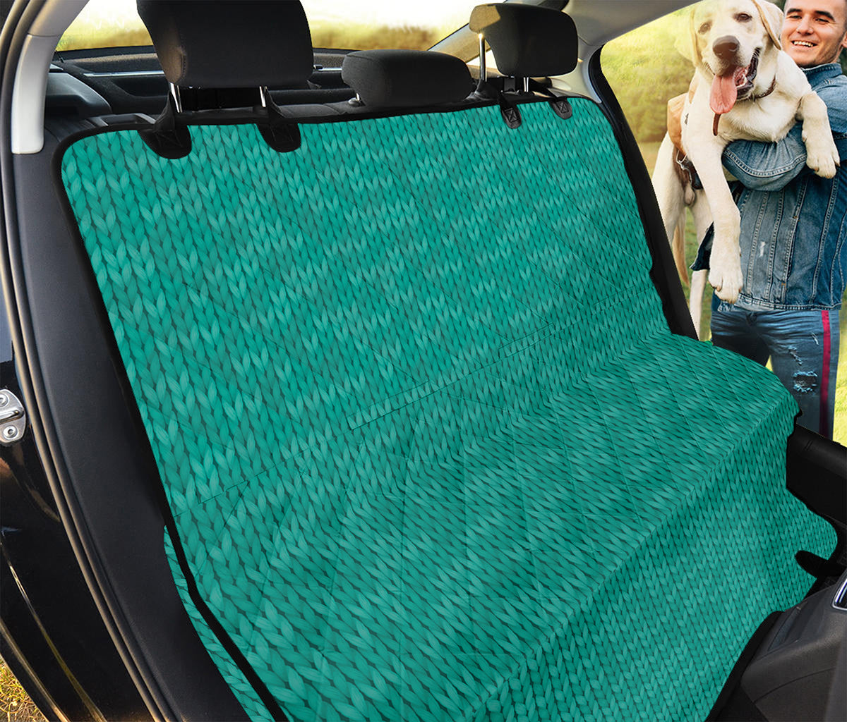 Turquoise Knitted Pattern Print Pet Car Back Seat Cover