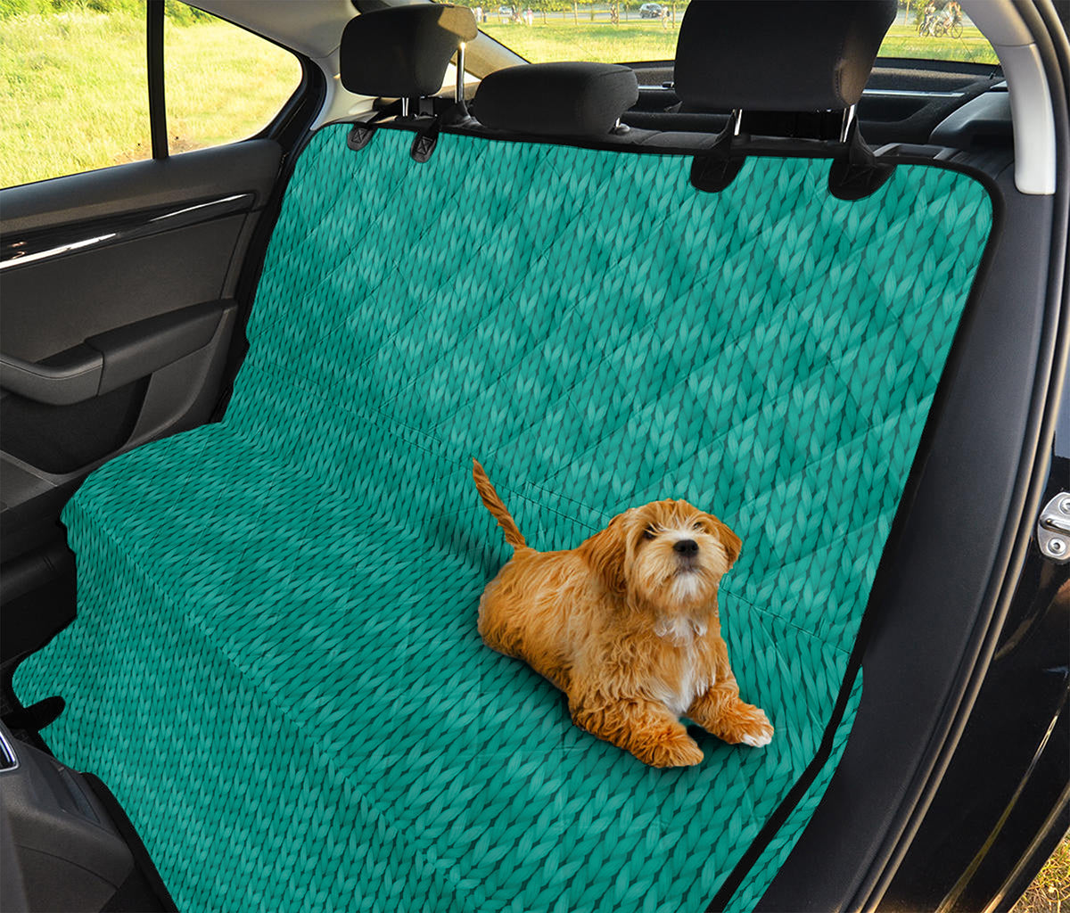 Turquoise Knitted Pattern Print Pet Car Back Seat Cover