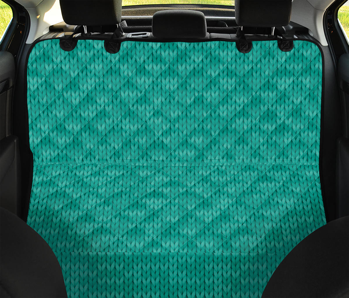 Turquoise Knitted Pattern Print Pet Car Back Seat Cover