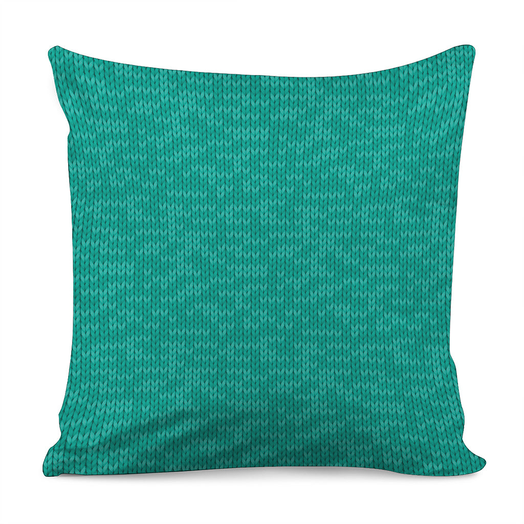 Turquoise Knitted Pattern Print Pillow Cover