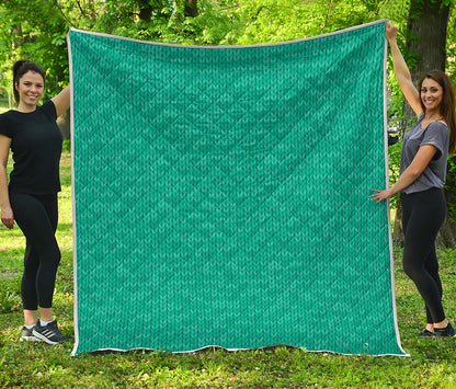 Turquoise Knitted Pattern Print Quilt