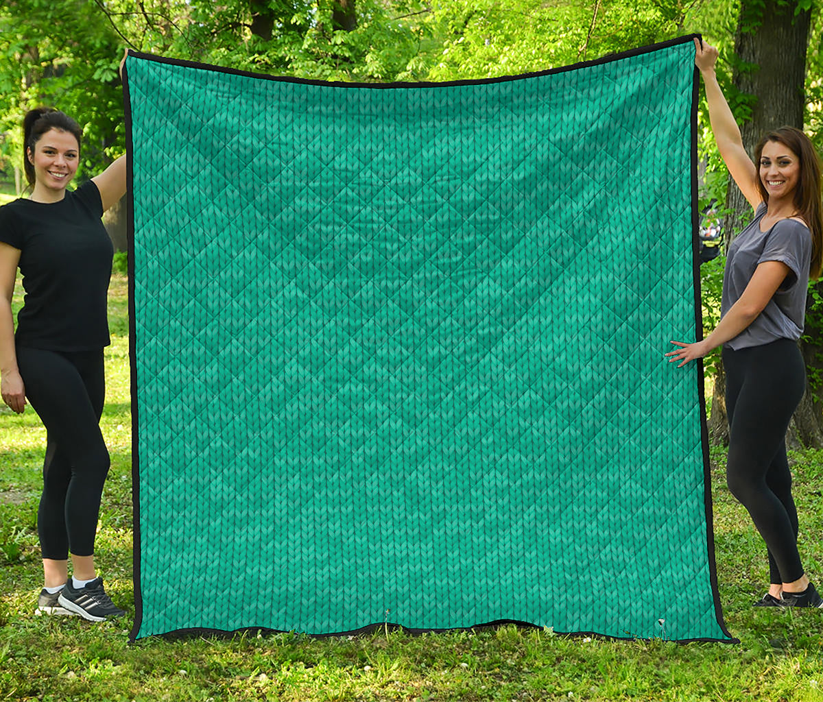 Turquoise Knitted Pattern Print Quilt