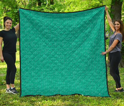 Turquoise Knitted Pattern Print Quilt