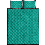 Turquoise Knitted Pattern Print Quilt Bed Set