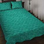 Turquoise Knitted Pattern Print Quilt Bed Set