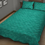 Turquoise Knitted Pattern Print Quilt Bed Set