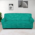 Turquoise Knitted Pattern Print Sofa Cover