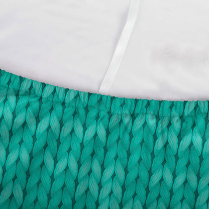 Turquoise Knitted Pattern Print Sofa Cover