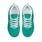 Turquoise Knitted Pattern Print White Sneakers
