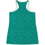 Turquoise Knitted Pattern Print Women's Racerback Tank Top